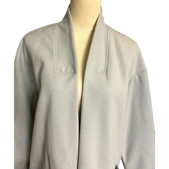 Leith Gray Long-Line Open Trench Coat Pocket Style Long Cardigan Jacket Sz S - Picture 2 of 8